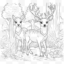 森林和野生动物鹿和森林居民矢量