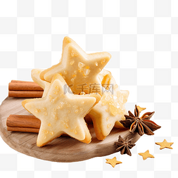 白甜点图片_白木上自制黄油坚果星形饼干的特