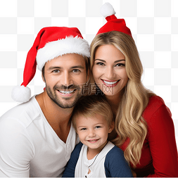 妈妈和孩子元素图片_年轻幸福的家庭在家庆祝圣诞节