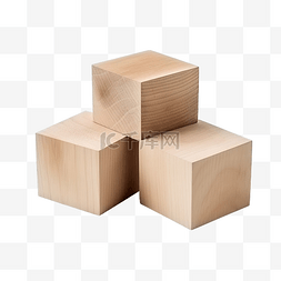 骰子光图片_一组三个空白木立方块隔离模板模