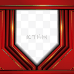 中国风背景海报图片_红色简约商务边框金边背景几何红