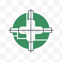 绿色极简背景图片_中间有十字的符号显示在绿色圆圈