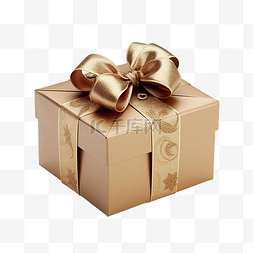 打开的空礼盒图片_带红色和金色圣诞装饰品的空棕色