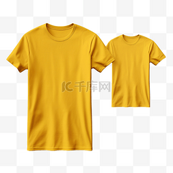 纯黄色 T 恤样机模板，具有正面和