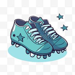 蓝色运动鞋图片_防滑钉剪贴画一双蓝色足球鞋卡通