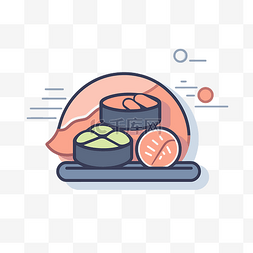 日本食品寿司艺术无缝隔离轮廓线