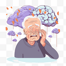 呆的表情图片_阿尔茨海默病剪贴画一个头痛的老