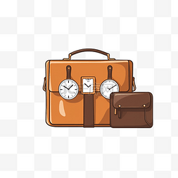 手表经典图片_简约风格的商务包和手表插画
