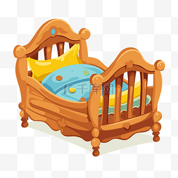 卡通床矢量图片_婴儿床剪贴画木制小儿童婴儿房床