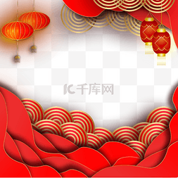 春节农历新年立体剪纸春节红色红