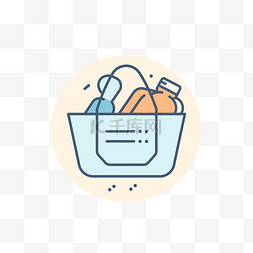 透明图标图片_装满物品的购物袋的透明图标 向