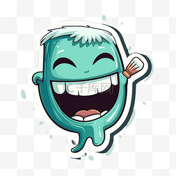 牙科标志卡通人物与牙刷在黑暗的