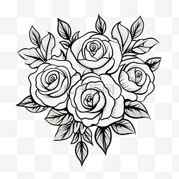 涂鸦线条艺术玫瑰花花束元素