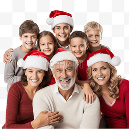 圣诞节时快乐的大家庭看着相机