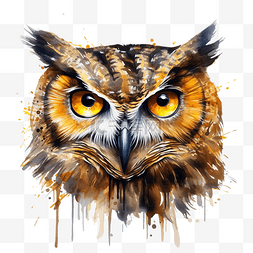 黄眼猫头鹰水彩风格的肖像