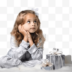 小女孩在圣诞装饰品中等待奇迹
