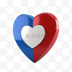 3d 渲染红心与隔离的蓝色盾牌