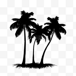 卡通热带沙滩图片_椰子树笔刷夏日植物剪影