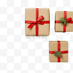 绿色的圣诞礼盒图片_用再生工艺纸包裹的圣诞礼盒，绿