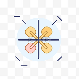 白色背景上圆圈中心的 4 个十字符