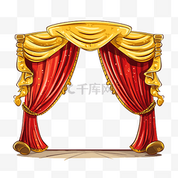 剧院窗帘剪贴画红色窗帘与金色装