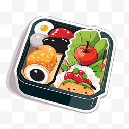 寿司手卷图片_平盒食品插图剪贴画中的寿司便当