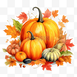 南瓜和秋叶象征秋收感恩节马邦安