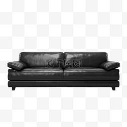 软垫沙发图片_3d 家具侧视图现代黑色皮革沙发隔