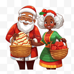 PNG美国非洲圣诞老人穿着休闲服，