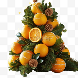 高清橙子图片_美味的果酱橙子和柠檬片和圣诞树