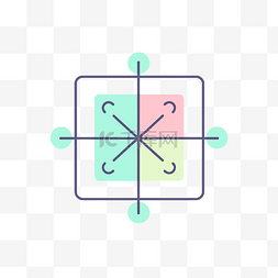 带有四个彩色环的正方形的抽象图