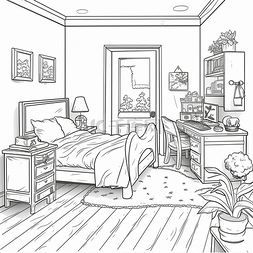 黑白色家具背景图片_您可以用来着色的房子的一个房间