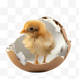 鸡蛋破裂图片_破碎的棕色鸡蛋下部的小鸡