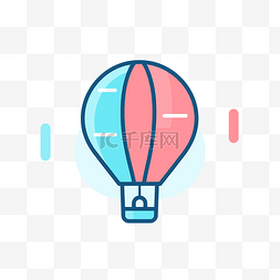 热气球插图图片_热气球图标的抽象线条插图 向量