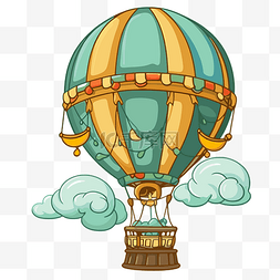 降落伞图片_空气剪贴画 卡通蓝色热气球 向量