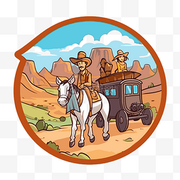 中马车图片_在狂野的西部剪贴画中驾驶马和马