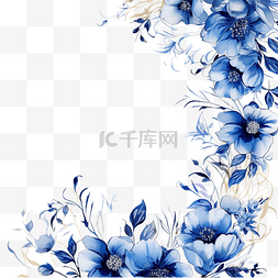 藍色花卉邊框