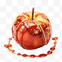 水果喷撒图片_在红苹果上撒上焦糖和糖装饰，这