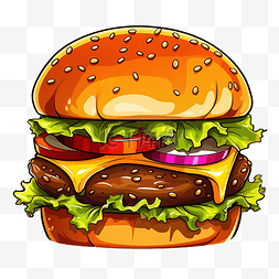 牛肉汉堡图片_汉堡卡通插图