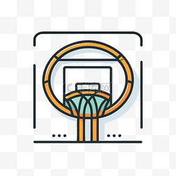 篮球框背景图片_篮球框现代线条艺术图标 向量
