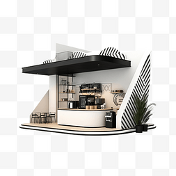 不规制图形图片_3d 最小咖啡店 3d 渲染图