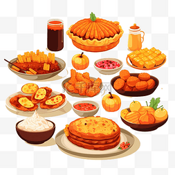 海天盛宴图片_餐桌上感恩节快乐菜单上的食物插