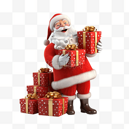 糖果和盒子图片_圣诞老人携带一袋礼物和小礼物的
