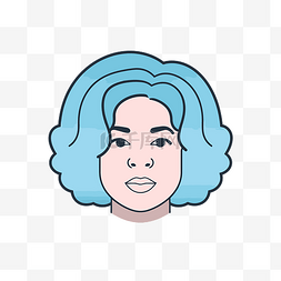 蓝色卷发图片_蓝色卷发的女人插画 向量