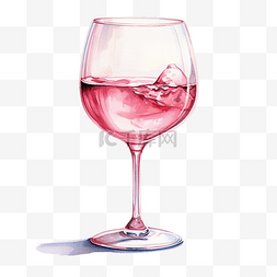 杯子与桃红葡萄酒