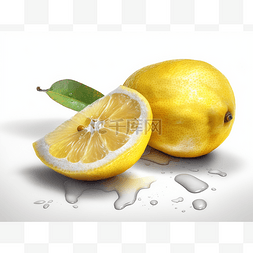 柠檬水滴图片_柠檬与图像上的水滴