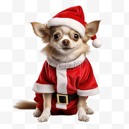 有趣的吉娃娃狗穿着圣诞老人圣诞