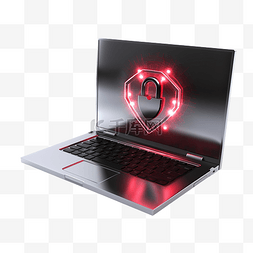 安全警报图片_3d 插图笔记本电脑安全警报