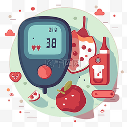 平面食品图片_血糖仪剪贴画糖尿病仪和食品相关