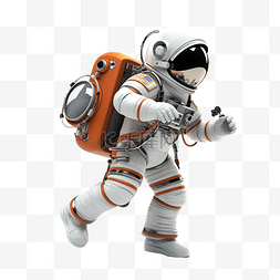 宇航服的宇航员在开放空间与卫星